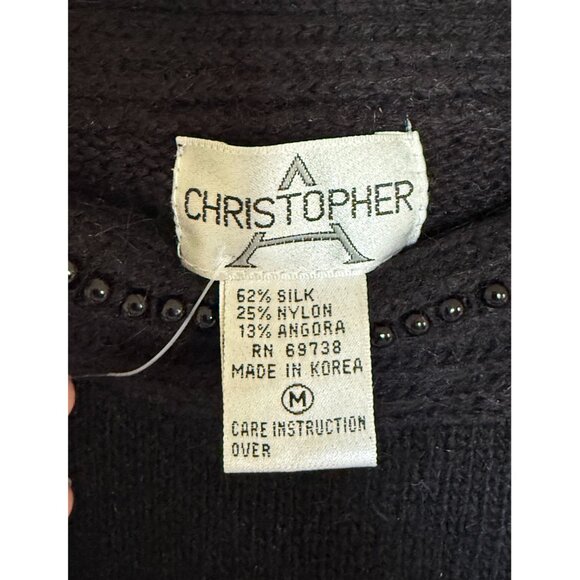 Vintage Christopher A Black Beaded Sweater - Size M, 1990s Style, New with Tags - Picture 3 of 4